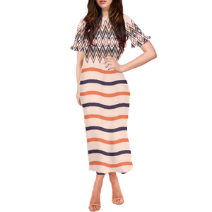 Vendita calda all'ingrosso personalizza i modelli di Design e i loghi che ti piacciono i vestiti a girocollo Sexy aderenti da donna manica svasata - Product Image 4