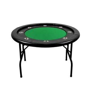 outdoor poker set Suppliers-YH Kostenlose Probe New Design Runde Easy Carry MDF Board Folding Texas Poker Tische