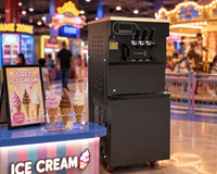 Nouvelle machine à glace italienne 4 roues, lait et eau, 3 saveurs, 220V/110V, commerciale pour les chaînes de magasins en franchise