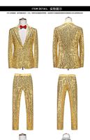 Costumes à Paillettes Haute Qualité Homme M-6XL Or/Argent, Nouvelle Tenue de Mariage, Banquet, Fête Automne/Hiver : Blazer et Pantalon