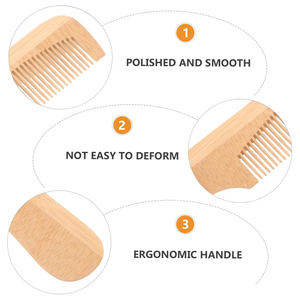 Peine de madera de bambú ecológico con dientes anchos, 100% biodegradable, con logotipo personalizado, al por mayor - Product Image 4