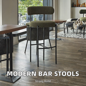 Modern Style Antique High Bar Chair <b>Stool</b> Elegant Fabric <b>with</b> High <b>Back</b> Metal Leg Wholesale for Home Bar Mall Use Steady Design - Product Image 2