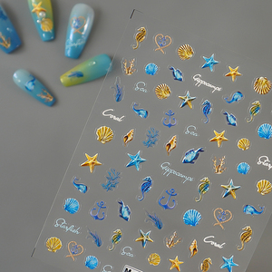 3D Embossed Decorative Ocean Theme Summer <strong>Nails</strong> Adhesive Sliders Art <strong>Nail</strong> Enhancement Logo Seashell Starfish <strong>Nail</strong> Gel <strong>Stickers</strong> - Product Image 2