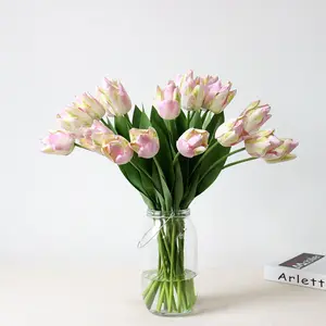 Artificial Flowers Wedding M216 Wholesale Home Wedding Party Decoration Wedding Bouquet Latex Artificial Tulip Faux Real Touch Tulip Flower Silk Shandong