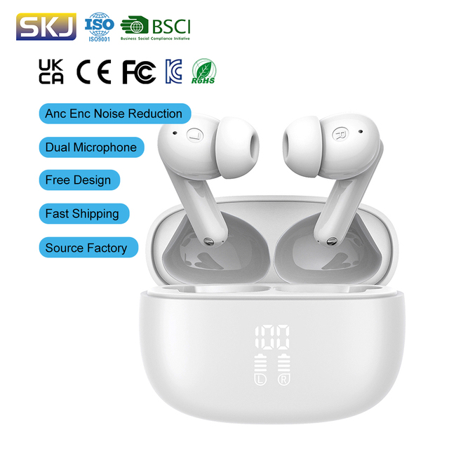 Customized Logo Tws Noise Cancelling Earbuds Bluetooth 5.3 Gaming Earphones 4Mic Wireless Noise Cancellation Headphones