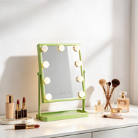 Miroir de maquillage carré intelligent en métal et verre avec écran LED 9 couleurs, modes d'éclairage réglables