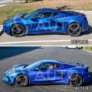 هونغانغ ، شفروليه كورفروليه C8 من ألياف الكربون واسعة الجسم رفرف الملحقات سيارة الجبهة كار الحاجز مشاعل-4 قطع - Product Image 2