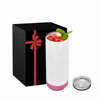 화이트 블랭크 승화 20온스 텀블러 스키니 스트레이트 스피커 텀블러 (스마트 음악 플레이어, USB 충전 케이블 포함)
