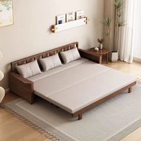 Ensemble de canapés rembourrés en pack économique avec ottoman convertible, tissu élastique et pieds en bois pour appartement