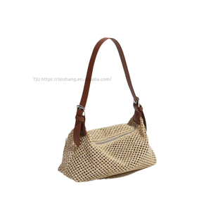 Women's Fashion Retro Single Shoulder Underarm Woven <b>Bag</b> Summer Zipper Closure Crossbody <b>Accessory</b> Casual Vacation Straw Tanjing - Product Image 5