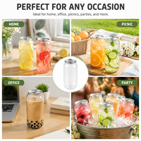 Boîtes de boisson en plastique transparent PET de qualité alimentaire de 330 ml et 500 ml avec couvercles en aluminium, faciles à ouvrir avec anneau de traction