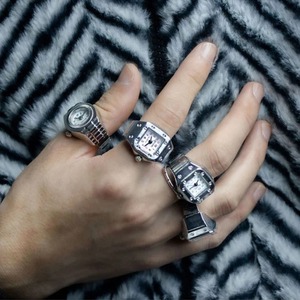 Mini Quartz <strong>Watch</strong> Clock Finger Rings for <strong>Men</strong> Women Elastic Strap Punk <strong>Gothic</strong> Couple Roman Ring Jewelry Gift - Product Image 3
