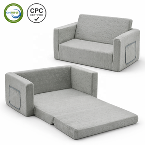Canapé convertible 2-en-1 pour enfants CertiPUR-US CPC, canapé pour tout-petits, vente en gros, usine OEM, avec housse en peluche lavable - Product Image 1