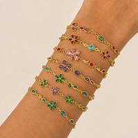 Pulsera de Flores JUSNOVA para Mujer, Chapada en Oro de 18k PVD, Acero Inoxidable, Joyas Resistentes al Agua, Juego de Pulseras Antideslustre para Mujer