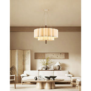 Lámpara de araña estética de la dinastía Song, redonda, de tela, de seis cabezas, E27, de bajo consumo, para sala de estar, dormitorio, comedor - Product Image 3