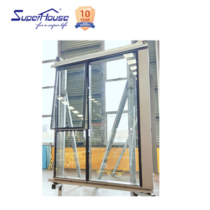 Puerta corrediza delgada <span class=keywords><strong>de</strong></span> esquina E baja <span class=keywords><strong>de</strong></span> vidrio templado <span class=keywords><strong>de</strong></span> 3 capas <span class=keywords><strong>de</strong></span> aluminio con rotura térmica para casa pasiva combina ventanas inclinables y giratorias - Product Image 4