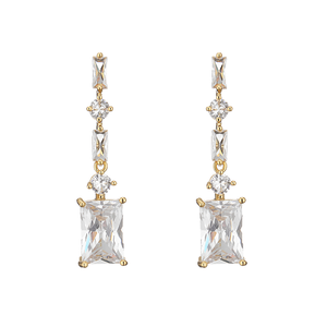 RAKOL EP5358 Popular 43mm Length Long Tassels Cubic Shining Zircon <b>Silver</b> Gold Plated Water Drop Wedding Gift New Fashion Women - Product Image 1