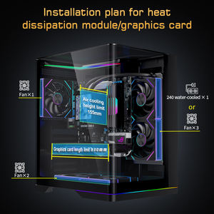 Boîtier PC de jeu Lovingcool ATX panoramique, design incurvé en verre monobloc, vue panoramique, support AIO 240 mm, en vrac pour les constructeurs de systèmes - Product Image 6