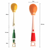 Brosse de nettoyage 4-en-1 en silicone souple sans BPA pour biberons, bouteilles d'eau et tétines, motif uni