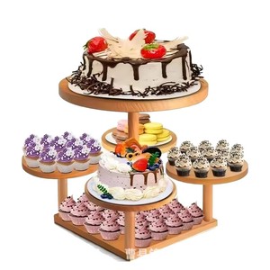 ชั้นวางขนมหวานไม้หลายชั้น 3 ชั้น สำหรับจัดแสดงเค้กในงานปาร์ตี้ - Product Image 2