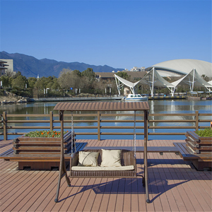 Altalena <span class=keywords><strong>da</strong></span> Esterno Moderna e Resistente per Terrazza, Set di Mobili <span class=keywords><strong>da</strong></span> Giardino in Metallo Marrone con Tetto, Altalena in Vimini - Product Image 5