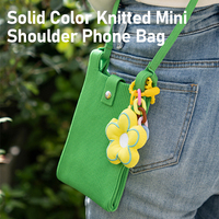 Sac bandoulière tricoté couleur unie 2026 tendance, mini pochette pour téléphone portable, sac de voyage en polyester Keyjoy, idéal pour les boutiques de cadeaux