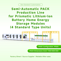Module de stockage d'énergie domestique à cellules au lithium prismatiques, ligne semi-automatique, multi-tension, capacité personnalisable, ensemble de 4 machines