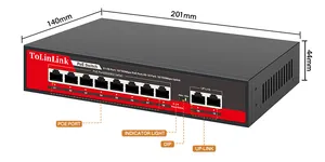 Tolinlink Ağ Anahtarı 8 10/100Mbps bağlantı noktası Poe Anahtarı+2 Uplink Bağlantı Noktası CCTV AI için 96W Güç