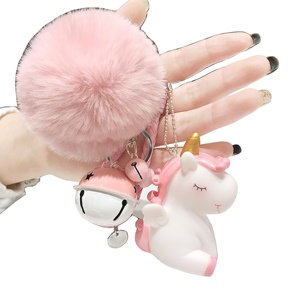 Plush Cute unicorn Plastic Key Chain Simulation Custom Chain Fashion Lovely Mini Key Ring