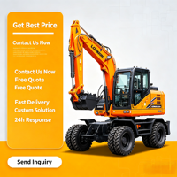 KATOCASE Excavator Roda 6 Ton Yuchai Momen Beban Tinggi Kapasitas Bucket 0.22m Tipe Penggerak Jalan untuk Pemeliharaan Kota