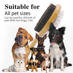 Usine directe autonettoyant chat Slicker brosse ensemble Offre Spéciale bois caoutchouc toilettage pour animaux de compagnie peigne Kit enlève les poils d'animaux confortable - Product Image 2