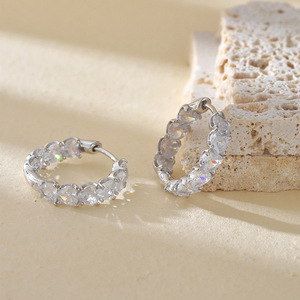 Tùy Chỉnh 925 Sterling Bạc Hợp Thời Trang Vĩnh Cửu Trái Tim Bông Tai Cho Phụ Nữ Sang Trọng Zircon Tình Yêu Thanh Lịch Rhodium Mạ Hoop Cho Các Bên - Product Image 3