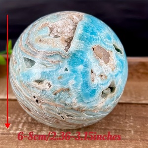 ลูกบอลอะราโกไนต์สีน้ำเงินดรูซี่ธรรมชาติหลากหลายแบบขายส่ง งานฝีมือคริสตัลดีไซน์ไม่ซ้ำใคร (2 ชิ้น/กก.) - Product Image 2