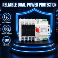 Interrupteur de transfert automatique et manuel triphasé sur rail DIN CNFLY TOQ5-100/4 4P 63A/100A/125A CA, capacité de coupure 10kA
