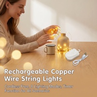 Guirnalda de Luces LED Recargables con Batería, 8 Modos, Temporizador, Portátiles, para Interiores, Jardín, Bodas, Festivales, Decorativas, con Cable de Cobre