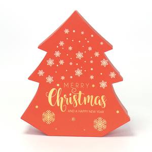 Caja de regalos de cartón con forma de árbol <span class=keywords><strong>rojo</strong></span> de Navidad estampado dorado para embalaje de dulces - Product Image 2