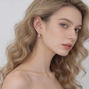 लक्जरी फैशनेबल रिलीज सुरुचिपूर्ण नया डिजाइन 18k वास्तविक सोने की अंगूठी गोल आकार प्रयोगशाला में उगाए गए हीरे के गहने इयररिंग स्टड - Product Image 4