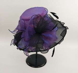 Chapeaux d'église élégants en sinamay pour femmes, ornés de plumes, pour la décoration ou les fêtes, adultes, couleur unie, KT-1635 - Product Image 6