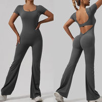 Nouveaux Combinaisons de Sport Unies pour Femmes – Sexy, Dos Creux, Manches Courtes, Respirantes, Effet Push-Up sur les Hanches
