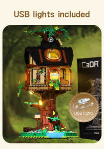 CADA DIY Street View Brick Toys Tree House Library C66031W Creative <span class=keywords><strong>BlockHouse</strong></span> Juego de bloques de construcción con luces - Product Image 4