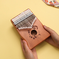 17-Key Sapele Wood Kalimba Thumb Piano & Bassoon Educational Toy for Kids & Adults Portable Gift with Hammer Tune