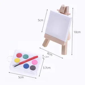 Doll house triangle art easel small cloth miniature gallery scene oil painting frame solid powder paint box toy accessories