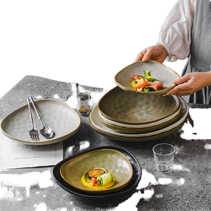 Plato de gres triangular de forma especial, vajilla de cerámica creativa, postre para <span class=keywords><strong>Amazon</strong></span>, venta al por mayor comercial transfronterizo - Product Image 6