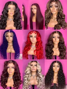 Perruque Lace Frontal wig naturelle, cheveux humains, couleur naturelle, densité 200%, différentes longueurs, non traités, grande quantité, 10A
