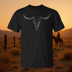 Camiseta Vintage Estilo Boho Occidental con Diseño de Calavera de Toro para Vaqueros y Vaqueras, Ropa Promocional - Product Image 3