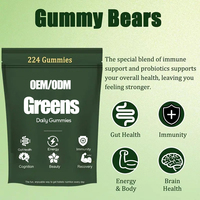 Bonbons gommeux OEM Daily Super Greens, spiruline, chlorelle, multivitamines et minéraux pour la santé digestive des adultes, 224 unités
