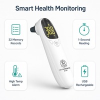 Termómetro para Oídos de Mascotas, Termómetro Veterinario Recargable para Perros y Gatos, Medidor Digital de Temperatura Animal, 32 Memorias, Alarma de Alta Temperatura