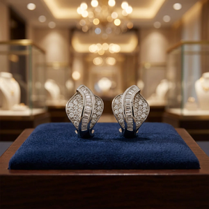 Pendientes de Diamantes de Oro Blanco de 14K con Baño de Rodio, Elegantes y de Lujo para Mujer, Corte Brillante, Color D, Naturales, para Boda - Product Image 3