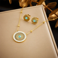 Set Kalung dan Anting Kupu-kupu Wanita Bahan Stainless Steel dan Motif Bunga, Terlaris untuk Grosir