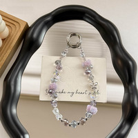 Chaîne de téléphone en alliage avec papillon, cristal et camélia, porte-clés lumineux en forme de rose, breloque pour sac et écouteurs, bijou fantaisie, cadeau, vente en gros